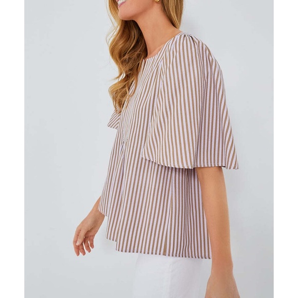 Tuckernuck Pomander Place Lilac Stripe Seersucker Finley Flutter Sleeve Top XL - Picture 3 of 4